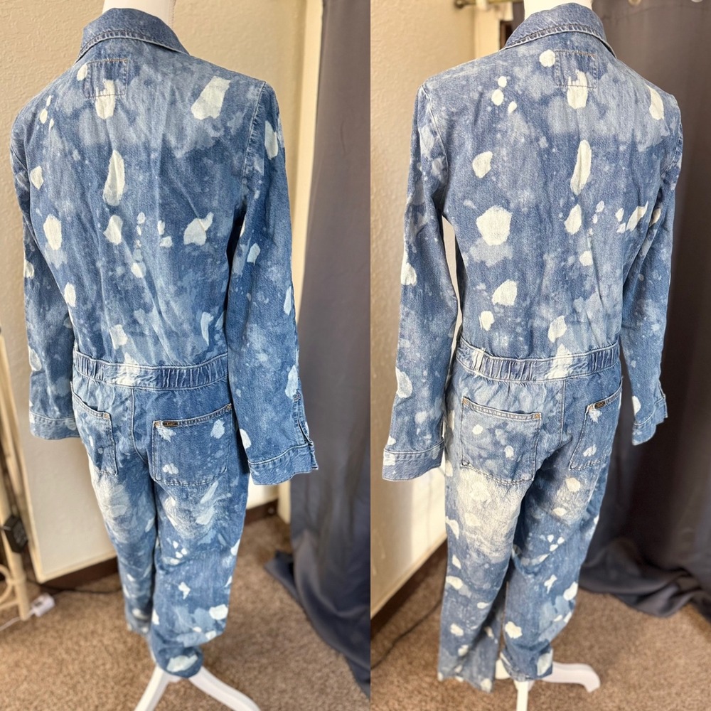 Lee Union-Alls Bleach Splatter Denim Coveralls Jumpsuit Small Utility Boho 90s - Picture 6 of 16